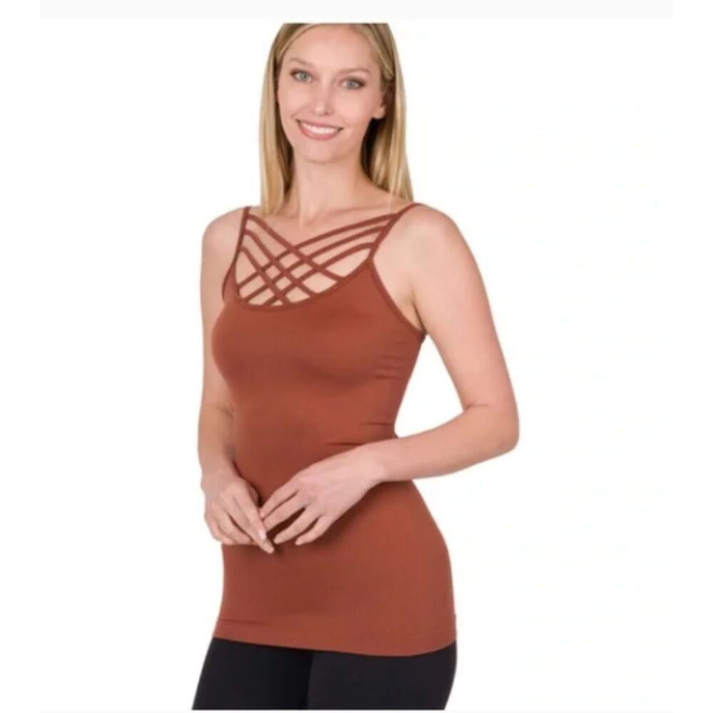 Zenana Crisscross Rust Camisole Tank Top